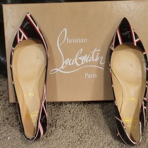 Christian Louboutin Black and Red Signature Flats Size 38